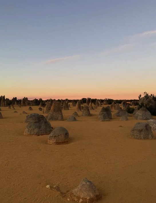 The Pinnacles Desert flattening out under the last light of the day